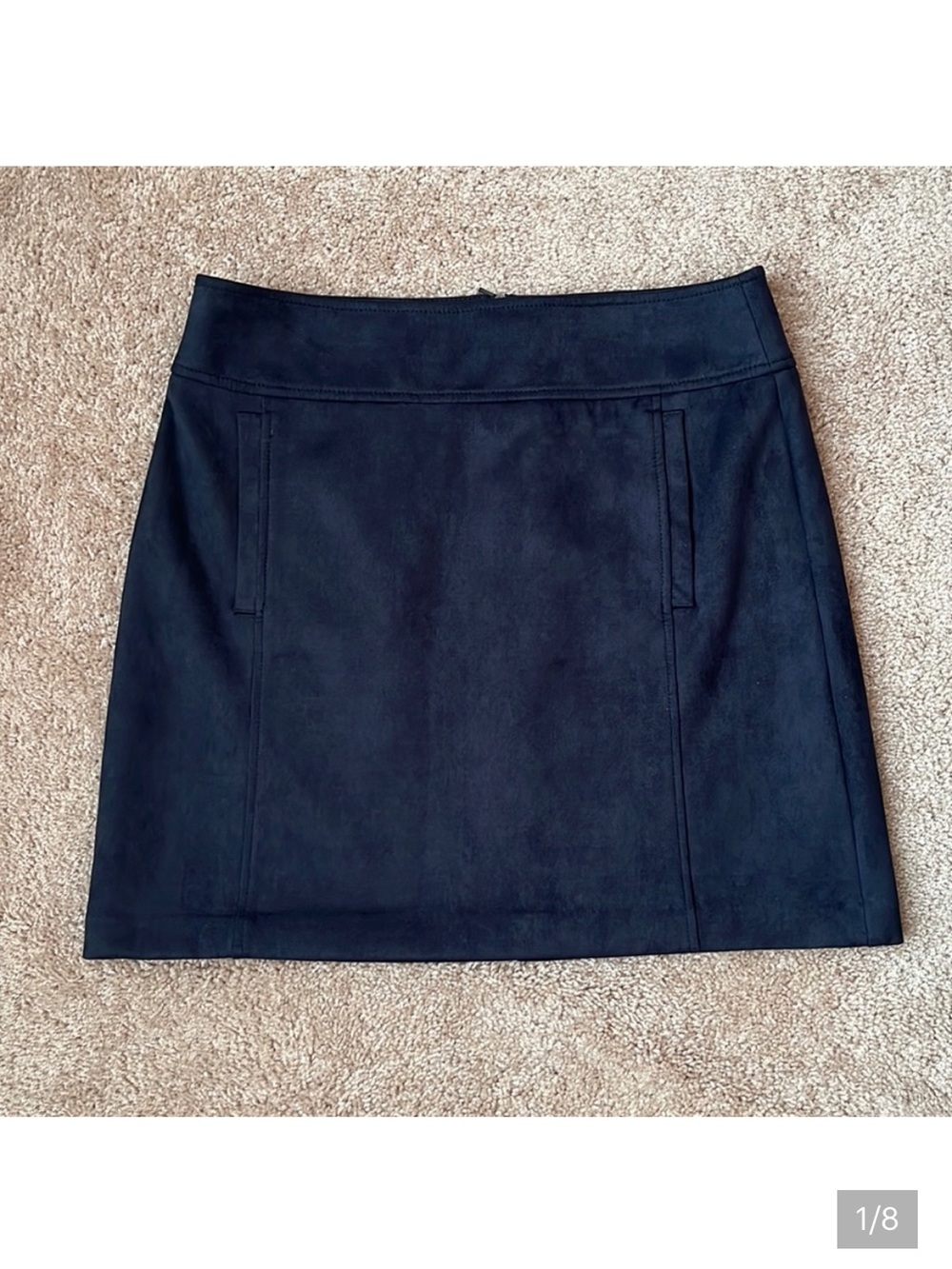 LOFT Navy Faux Suede Skirt